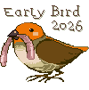 The Early Bird 2026 Badge, a small illustration of a bird with a worm in its mouth
